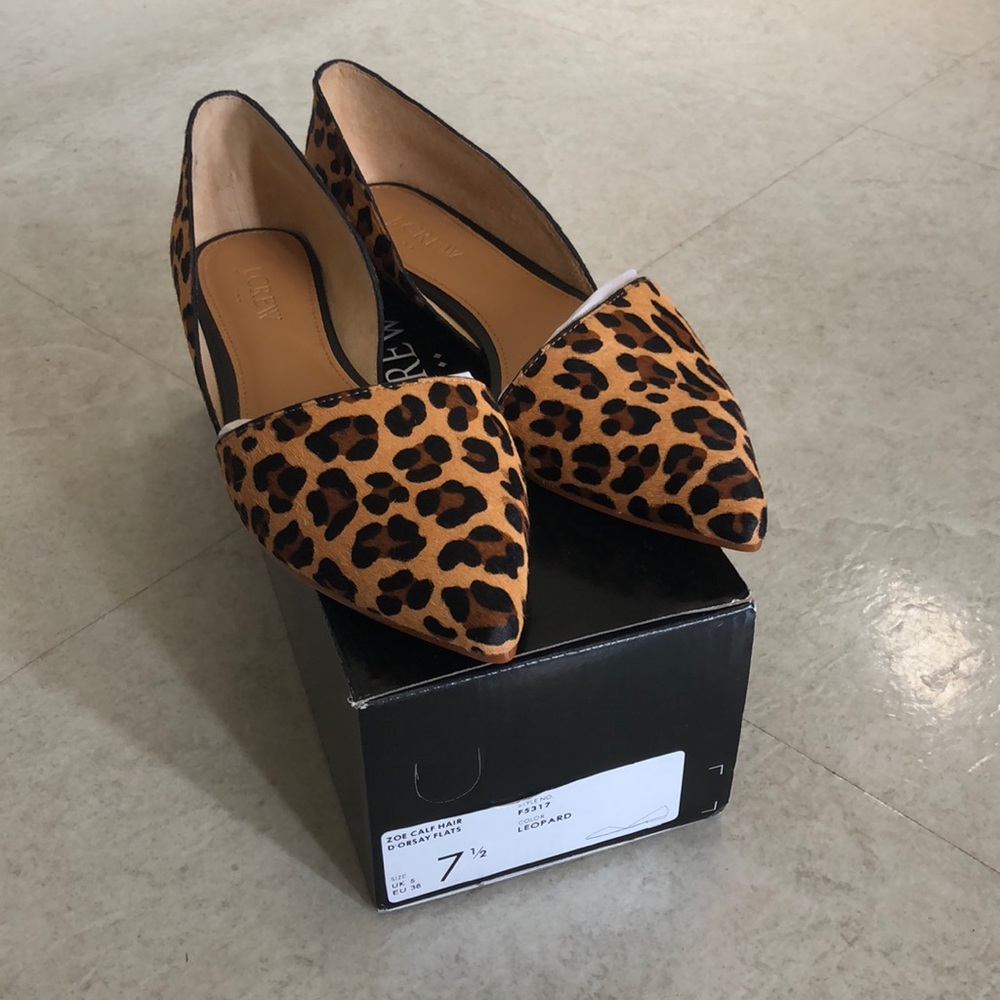 NWT J Crew Zoe Leopard D’Orsay Flats (F5317)